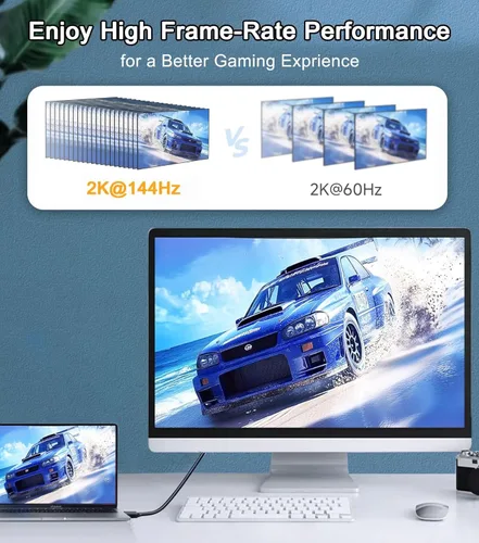 Miniatura 3 de Cable USB C a DisplayPort de 6 pies (4K a 60 Hz, 2 K a 144 Hz), cable USB C a DP 1.2 compatible con MacBook Pro/Air y más portátiles que admiten