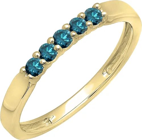 Miniatura 103 de Dazzlingrock Collection Anillo de boda redondo de 5 piedras preciosas o diamantes para mujer en oro macizo de 10 K/14 K/18 K