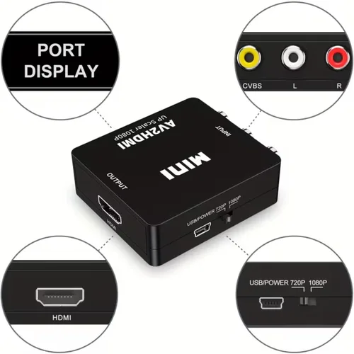 Miniatura 3 de Convertidor RCA a HDMI, AV a HDMI, 1080P Mini RCA Compuesto Video Audio Adaptador Convertidor Compatible con TV/PC/PS3/Xbox VHS/VCR/Blue-Ray