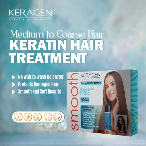 Miniatura 8 de KERAGEN At-Home Kit de tratamiento de alisado de queratina, soplado exprés sin formaldehído para cabello grueso y encrespado Tiempo de espera de 0