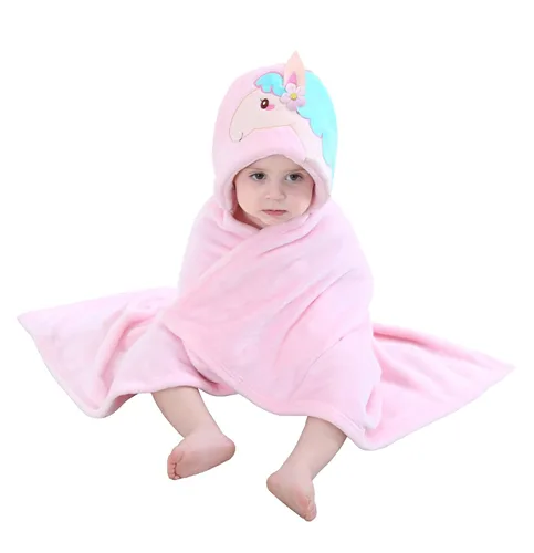 Miniatura 14 de TONWHAR Manta con capucha de cara de animal para bebés y niños de 0 a 4 años, manta de felpa para después del baño (conejo)