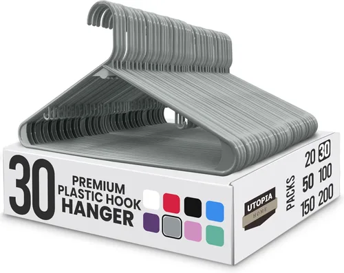 Miniatura 31 de Perchas de plástico Utopia Home estándar para hogar de color negro, perchas tubulares para la ropa, resistentes, finas y elegantes Blanco