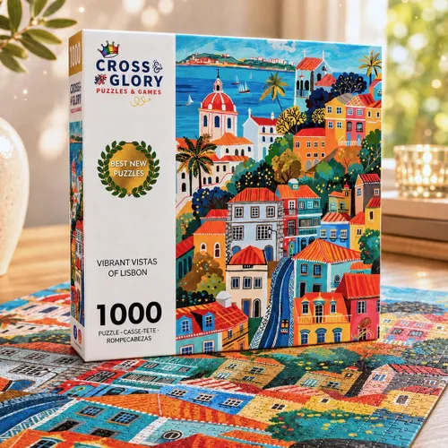 Miniatura 2 de Cross & Glory - Rompecabezas de 1000 piezas para adultos Vistas vibrantes de Lisboa - Rompecabezas de 1000 piezas para adultos Estilo de arte