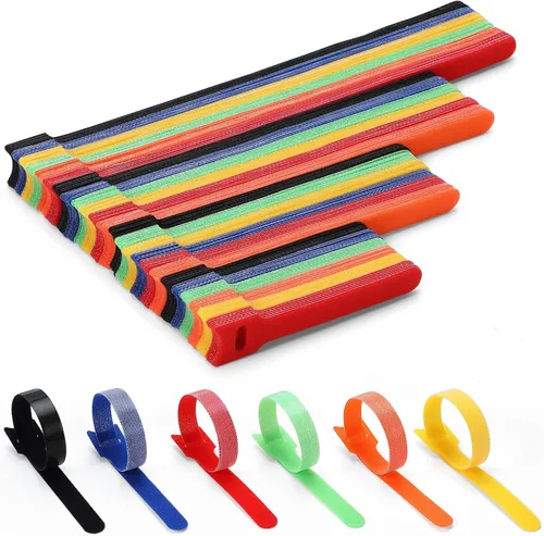 150 bridas para cables, correas multicolor de 4+6+8+10 pulgadas para gestión de cables, envolturas de cordón de sujeción ajustables, gancho y bucle