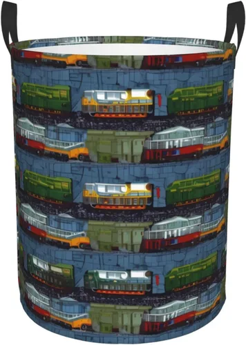 Tren Coches Imprimir Cesto Circular Cesta Impermeable Almacenamiento Contenedor Organizador Cesta Lavandería Cesto Con Asas Para Ropa Juguetes