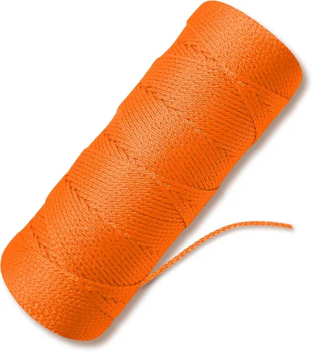 Línea de cuerda Orange Mason Line – Cuerda de nailon trenzado #18 – 250 pies de longitud – Cordel de nailon para herramientas de jardinería o