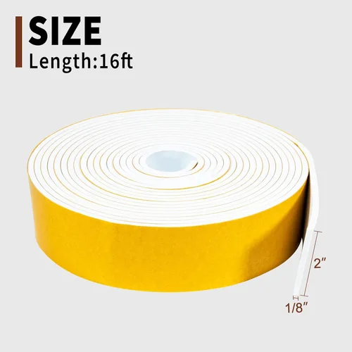 Miniatura 4 de Yotache Cinta de Sellado de Goma Espuma Blanca 2" x 1/8", Cinta Adhesiva de Espuma de Celda Cerrada para Burletes, Total 16 Pies de Largo