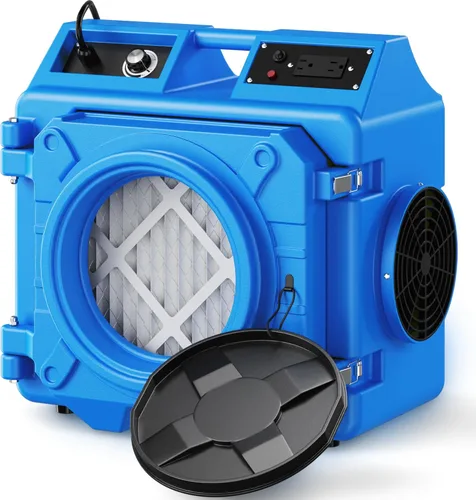 Depurador de aire con filtración de 3 etapas, máquina de aire negativo apilable de 550 CFM para uso industrial y comercial, limpiador de aire Azul