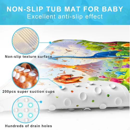 Miniatura 3 de Tapete de Baño para Bebé Mejorado con Dibujos Animados Antideslizante - 40"x16" Extra Largo Tapete de Bañera para Bebé Ecológico Duradero Tapete
