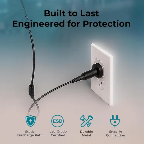Miniatura 3 de Adaptador de Enchufe Negro con Conector Banana Jack, Conexión a Tierra Universal de Salida de 3 Clavijas, Control ESD, Plástico Ligero Irrompible, 2