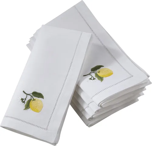 Miniatura 35 de Juego de 6 servilletas bordadas de magnolia hechas a mano con borde cosido
