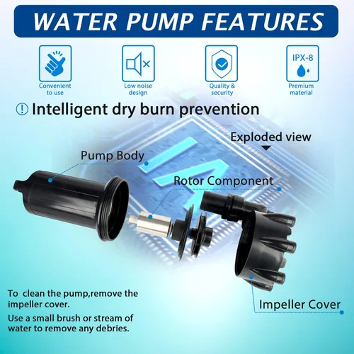 Miniatura 4 de WaterRebirth (PB3000, 3000 GPH) Bomba de agua sumergible de alto flujo - Bomba de agua para el hogar/en línea - Bomba sumergible - Bomba