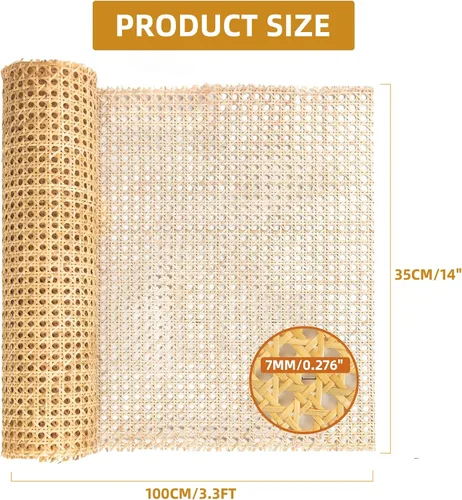 Miniatura 4 de Rollo de cinta de caña de ratán de 36 cm de ancho x 1 m de largo, material natural de ratán para encuadernación de gabinetes, sillas, muebles
