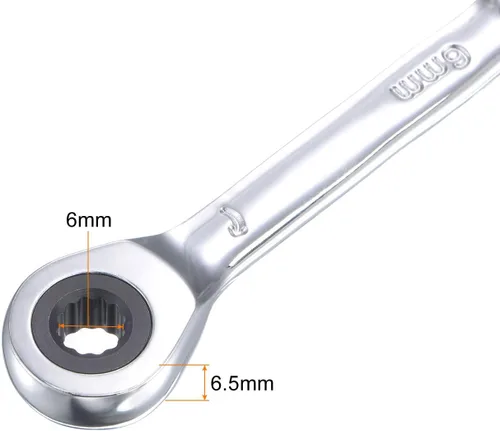 Miniatura 3 de uxcell Llave combinada de trinquete rechoncha de 0.236 in métrica 72 dientes 12 herramientas terminadas en caja de puntos, CR-V