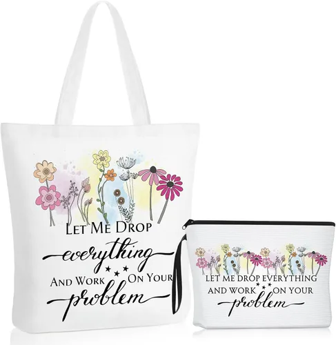 Miniatura 7 de Coume 2 piezas de regalos de peluquería para mujer, estilista, cosmetóloga, bolsa de maquillaje, bolsa de cosméticos para peluquería, bolsa de lona