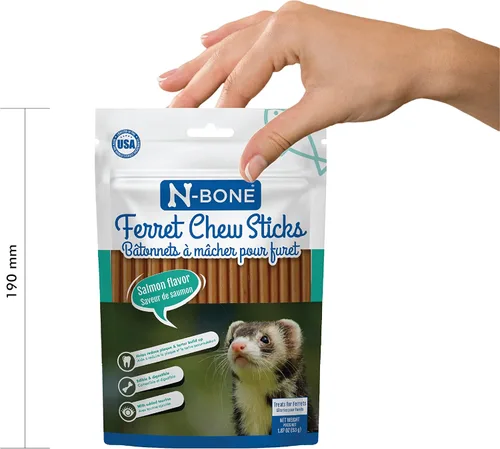 Miniatura 5 de N-Bone Palitos masticables para hurones sabor salmón, bolsa de 1.87 onzas