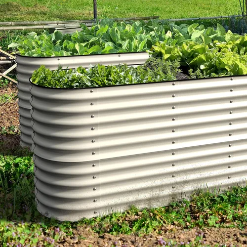 Miniatura 5 de Olle Maceta galvanizada para verduras 12 en 1, kit de jardinería grande de metal elevado para exteriores, 32 pulgadas de alto, 5 x 5 pies, 8 x 2