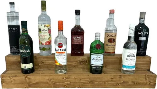 Estante escalonado para botellas | Expositor de botellas de licor de 2 niveles | Organización de bar | Estante de exhibición | Estante de vino |
