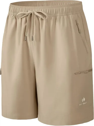HOTSUIT Pantalones cortos tipo cargo de senderismo para hombre, cintura elástica, secado rápido, 8 pulgadas, ligeros, casuales, pantalones cortos