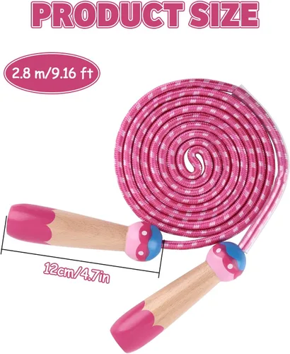 Miniatura 2 de Cuerda de Saltar para Niños, Lorvain Cuerda de Saltar Ajustable, Cuerdas de Saltar para Niños con Mango de Madera para Niñas y Niños, Cuerdas
