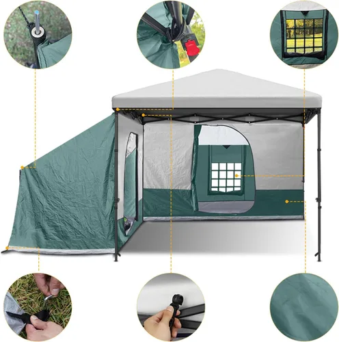 Miniatura 4 de KAMPKEEPER Side Tent,1/2 Person Camping Tents for 10' x 10' Pop Up Canopy, Easy Set Up Gazebo,Compatible with 10' Wide Canopies for Camping &