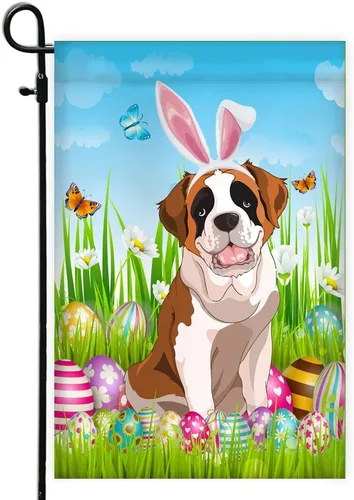 Miniatura 26 de Beagle Happy Easter Day Holiday Flag Funny Dog Wear Bunny Ears Headband Cute for Home Decor (12" x 18") USA Garden Flag Premium Decorative Yard