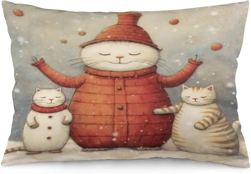 Miniatura 20 de Fundas de almohada refrescantes con diseño de reno burdeos, fundas de almohada lumbar para exteriores con cremallera invisible, funda de almohada