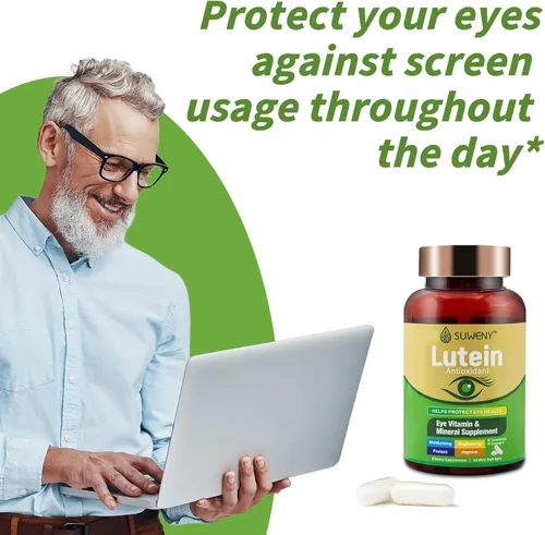Miniatura 7 de Suplemento de vitaminas oculares de luteína para adultos, 90 cápsulas, apoya la salud ocular con zeaxantina, zinc, vitaminas C y E, fórmula vegana