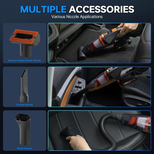Miniatura 3 de THINKWORK Aspiradora de Coche de 20V y Inflador de Aire, Aspiradora de Mano Inalámbrica de Alta Potencia de Doble Función con 18000pa de Potencia