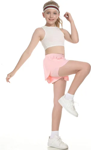 Miniatura 3 de 2-in-1 Girls Flowy Shorts with Spandex Liner Athletic Butterfly Shorts Kids Summer Running Tennis Sports