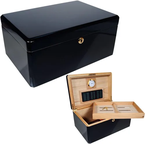 Nuevo Humidor de ébano Cuban Crafters Colores Negro Humidores Caja para 100 Puros