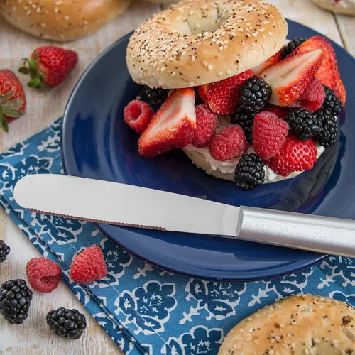 Miniatura 4 de Rada Cubertería Super Spreader - Cuchillo para esparcir hecho de acero inoxidable con mango de aluminio cepillado fabricado en Estados Unidos