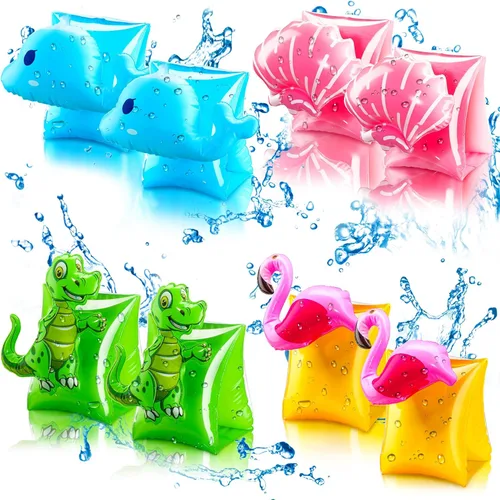 Skylety 8 flotadores inflables de natación para niños, mangas flotantes, anillos flotantes para brazos de natación para niños y niñas