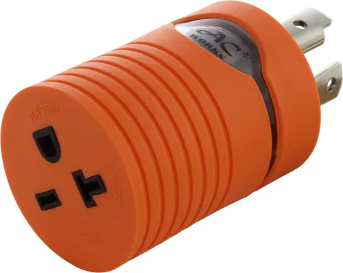 AC WORKS Enchufe de bloqueo de 4 clavijas L14-30P de 30 amperios a conector hembra NEMA 6-20R de 250 voltios (compacto)