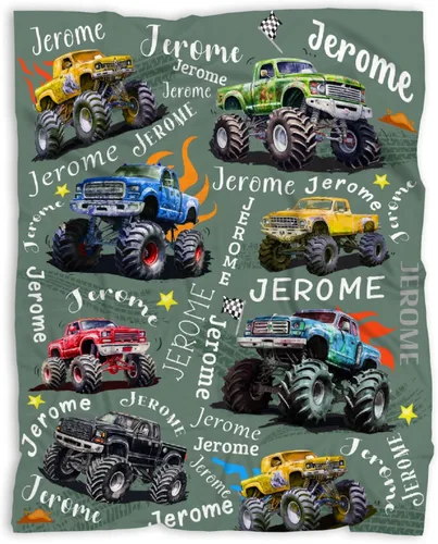 Miniatura 55 de Manta de bebé con texto en inglés «Just A Boy Who Loves Trucks» para niños y niñas, manta súper suave para envolver al recién nacido, acogedora