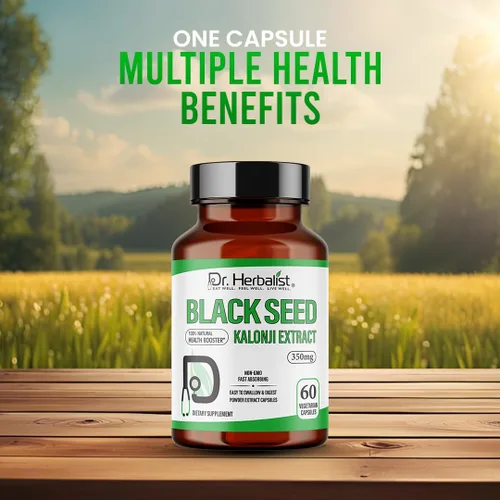 Miniatura 2 de Dr. HERBALIST Extracto de semilla negra de 350 mg - 60 cápsulas veganas Sin OMG Absorción rápida Vegetariano