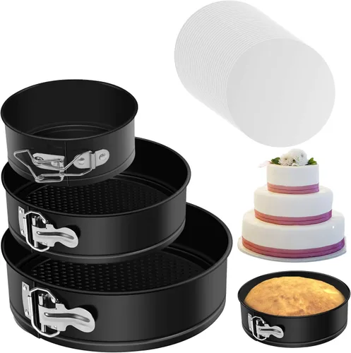 MASSUGAR Molde desmontable de 4, 7 y 9 pulgadas, sartén antiadherente a prueba de fugas, moldes de primavera para tartas de queso, moldes redondos