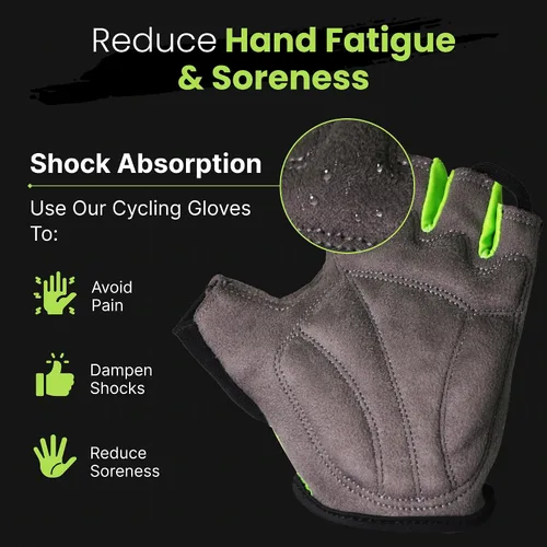 Miniatura 3 de Guantes de ciclismo, guantes de bicicleta de montaña, guantes de bicicleta Antideslizante, absorción de golpes, acolchado, transpirable, medio dedo