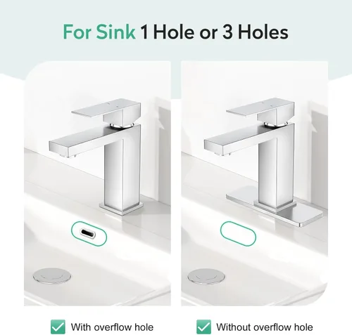 Miniatura 5 de Faustina Grifo de baño cromado pulido, grifo de baño de un agujero, grifo de lavabo de baño de 3 agujeros con drenaje desplegable, grifo de tocador