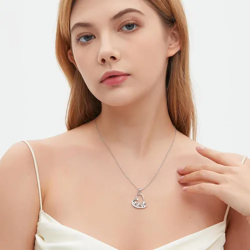 Miniatura 2 de Collar de plata de ley 925 con diseño de elefante, 3 elefantes, familia, para mamá e hija