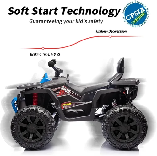 Miniatura 8 de Hikiddo ATV para niños de 4 ruedas, 24 V paseo en coche de juguetes para niños grandes con motor de 400 W, 2 plazas - azul
