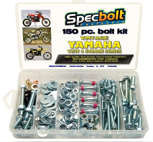 Kit de pernos Specbolt de 150 piezas para Yamaha Vintage YZ IT 125 175 200 250 400 425 465 490 500 Mantenimiento YZ125 IT175 IT200 YZ250 IT250 MX360