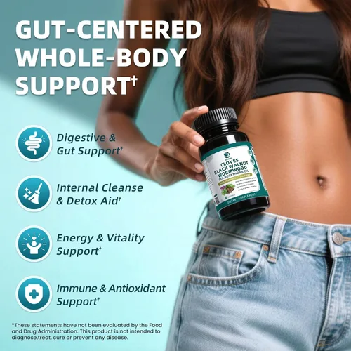 Miniatura 4 de Lukaree Limpieza de clavo de nogal negro de ajenjo para humanos, cápsulas blandas 20 en 1 extra fuertes Limpieza intestinal y salud digestiva
