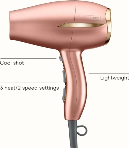 Miniatura 2 de INFINITIPRO de CONAIR - Secadora de pelo compacta sin encrespamiento, 2 veces más brillo, 3 veces más control de encrespamiento Rosa (Dusty Rose)