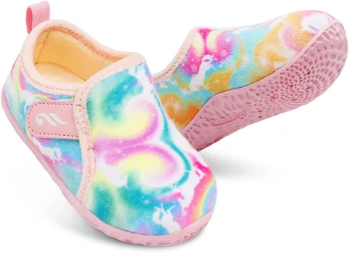 JIASUQI Pantuflas mullidas para niños pequeños, zapatos cálidos para la casa para niños y niñas