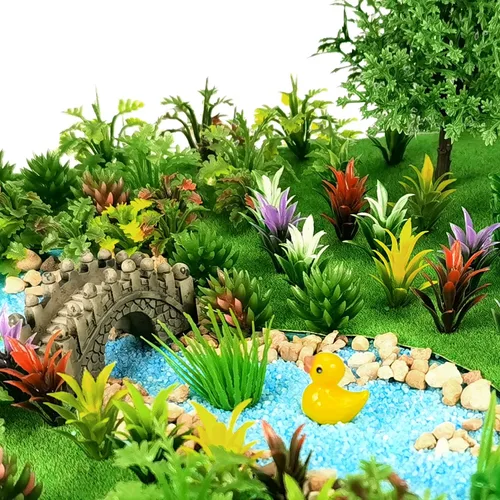 Miniatura 6 de 91 piezas de árboles de modelo árboles en miniatura variados para modelo de tren paisaje de jardín de hadas árboles de diorama árboles artificiales