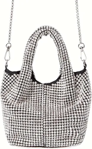 Miniatura 5 de Bolso de mano con diamantes de imitación para mujer, bolso de mano de noche para mujer, fiesta, graduación, cóctel, boda