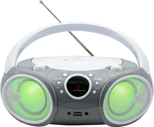SINGING WOOD 030BTL CD/CD-R/CD-RW Boombox Portátil/w Bluetooth, USB, radio AM/FM, entrada AUX, conector para auriculares, asa de transporte plegable