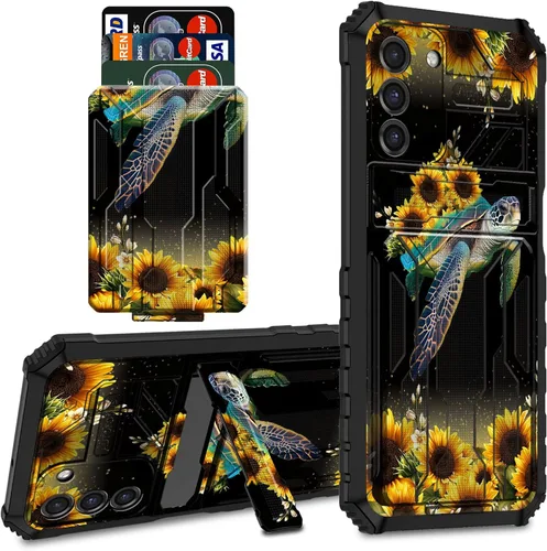 Miniatura 58 de Funda tipo cartera para Samsung Galaxy S22 Ultra con soporte para tarjeta de crédito y soporte de doble capa de policarbonato duro de PC suave TPU a