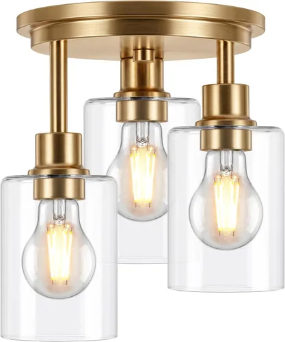 Miniatura 15 de ROTTOGOON Lámpara de Techo Semiempotrada, Accesorios de Luz de Techo de 3 Luces Cerca del Techo, Accesorios de Luz de Cocina Negro Mate